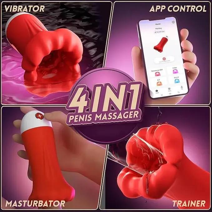 2026 Men's Fun Mouth Trainer, 4 in 1, 9 vibration modes, 360 pleasure
