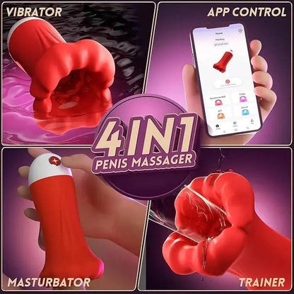 2026 Men's Fun Mouth Trainer, 4 in 1, 9 vibration modes, 360 pleasure